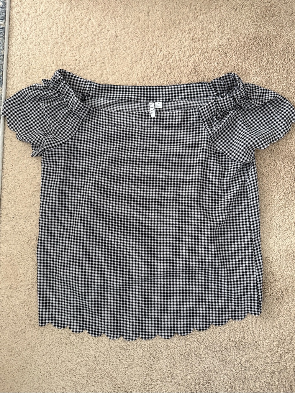 Elle Black & White Gingham Off-Shoulder Top